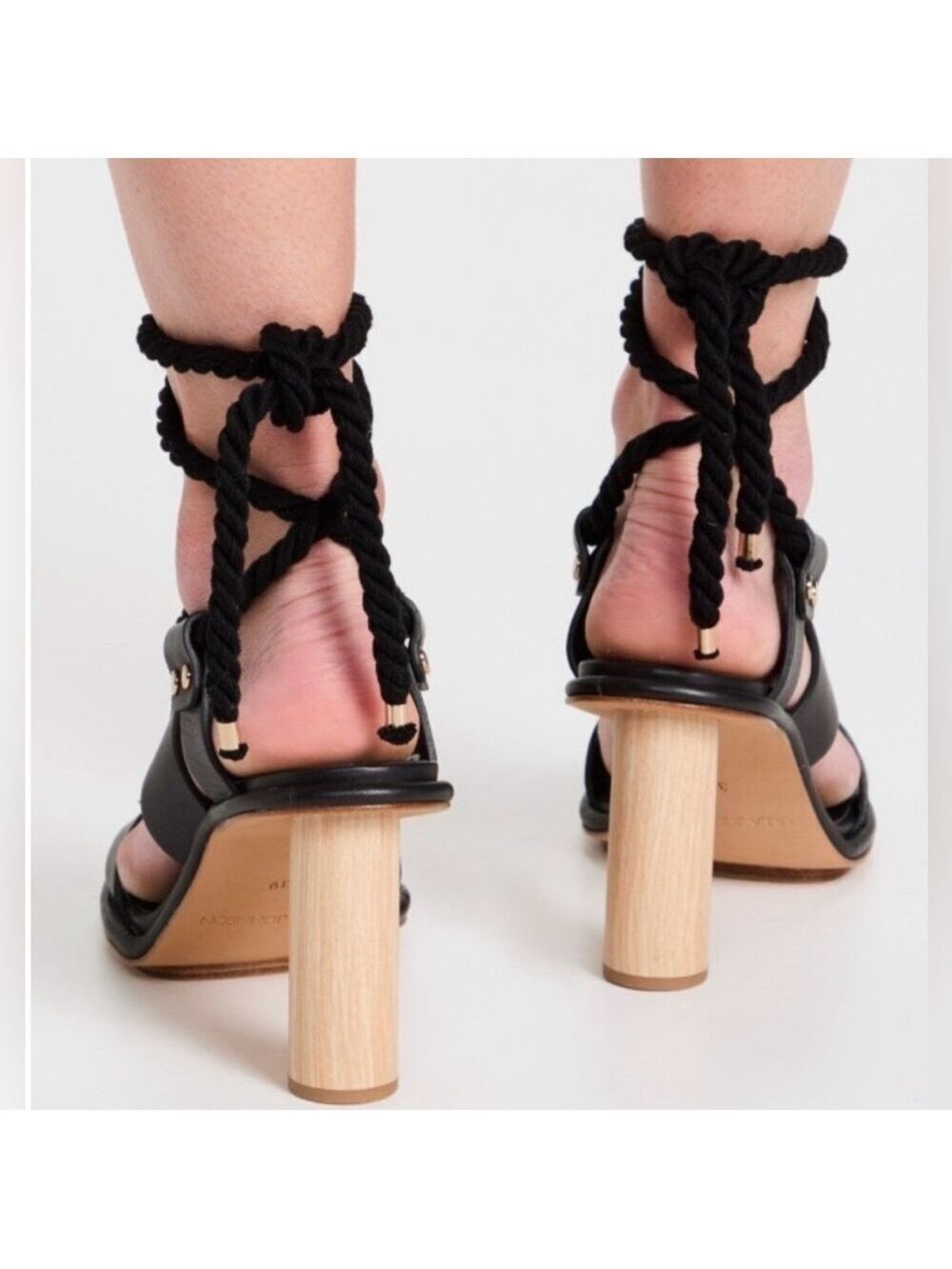 NEW Ulla Johnson Elvie Rope High Strappy Heel Sandal in Noir Size 38 US 7.5 - Picture 3 of 15